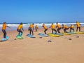 VALE FIGUEIRAS, PORTUGAL - AUGUST 25, 2018: Surfers getting surf