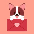 Dog vector on heart icon valentine character cartoon puppy.