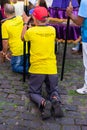 Catholic faithful are seen on their knees praying during a tribute to the dead Lord of Christs passion in the city of Valenca,