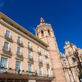 Valencia Cathedral facade and Miguelete Micalet Royalty Free Stock Photo