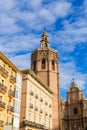 Valencia cathedral and Miguelete in plaza de la Reina Royalty Free Stock Photo