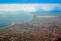 Valencia city and Albufera lake aerial Spain