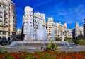 Valencia city Ayuntamiento square Plaza fountain Royalty Free Stock Photo