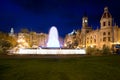 Valencia City Hall on Plaza del Ayuntamiento with colorful fount Royalty Free Stock Photo