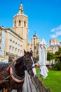 Valencia El Miguelete Micalet in Reina square and Cathedral Royalty Free Stock Photo