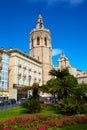 Valencia El Miguelete Micalet in Reina square and Cathedral Royalty Free Stock Photo