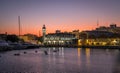 Valencia harbor, Sunset marina port Spanish city Royalty Free Stock Photo