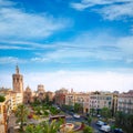 Valencia historic downtown El Miguelete and Cathedral Royalty Free Stock Photo