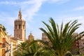 Valencia historic downtown El Miguelete and Cathedral Royalty Free Stock Photo