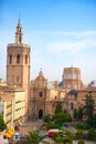 Valencia historic downtown El Miguelete and Cathedral Royalty Free Stock Photo