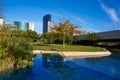 Valencia modern town skyline from the park