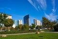 Valencia modern town skyline from the park