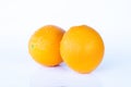 Valencia oranges on white background