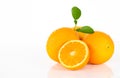 Valencia oranges on white background