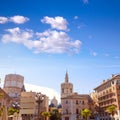 Valencia Plaza cathedral and Miguelete Spain Royalty Free Stock Photo
