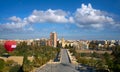 Valencia skyline aerial view Serranos bridge