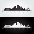 Valencia skyline and landmarks silhouette Royalty Free Stock Photo