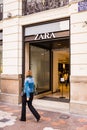 Valencia, Spain - April 2022: Facade of Zara shop in Valencia. Zara retail clothing store in Valencia. Zara is one of the most