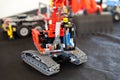 Valencia, Spain - April 3, 2019: Toy excavator made with Lego blocks