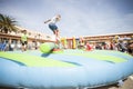 Valencia, Spain, 7,8,2015: children playing in a bouncy castle Royalty Free Stock Photo