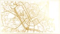 Valencia Spain City Map in Retro Style in Golden Color. Outline Map
