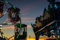 Valencia, Spain - December 14, 2018: Christmas fairground at dusk Royalty Free Stock Photo