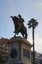 Close-up view of Jaime I Conquistador on horseback. Monument to Jaime I Conquistador in Valencia, Spain