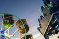 Valencia, Spain - December 14, 2018: fairground with big ferris wheel at dusk Royalty Free Stock Photo