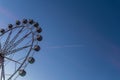 Valencia, Spain - December 14, 2018: fairground with big ferris wheel at dusk Royalty Free Stock Photo