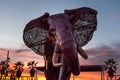 Valencia, Spain - December 15, 2018: Giant wooden and metal elephant at the entrance of the Bioparc zoo in Valencia, Spain, at the Royalty Free Stock Photo