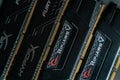 Memory modules. Fast G.Skill Ripjaws DDR4 RAM. Enthusiast DRAM sticks Royalty Free Stock Photo