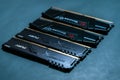 Memory modules. Fast G.Skill Ripjaws DDR4 RAM. Enthusiast DRAM sticks Royalty Free Stock Photo