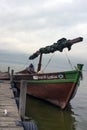 Old wooden pleasure boat. Lake and Albufera Natural Park El Parque Natural de la Albufera de Valencia Royalty Free Stock Photo