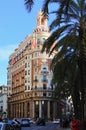 Scenic landscape view of the stunning exterior of the headquarters of the Banco de Valencia (Bank of Valencia)