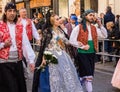 Valencia, Spain, Fallas Parade with Falleras Royalty Free Stock Photo