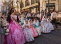 Valencia, Spain, Fallas Parade with Falleras Royalty Free Stock Photo