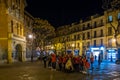 People partying at night in Valencia Spain on February 24, 2019. Unidentified people