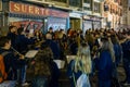 People partying at night in Valencia Spain on February 24, 2019. Unidentified people