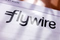 Valencia, spain - February 22, 2022: A postal letter with the printed logo of Flywire, an international money transfer and payment