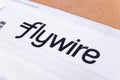 Valencia, spain - February 22, 2022: A postal letter with the printed logo of Flywire, an international money transfer and payment