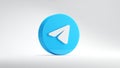 Valencia, Spain - February, 2021: Telegram app icon isolated on a white background in 3D rendering. Telegram is an online social