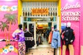 Valencia, Spain - February 16, 2019: Vintage second hand clothing store in the popular neighborhood of Ruzafa, Spain