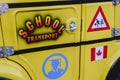 Valencia, Spain - January 3, 2019: Detail of Canadian school bus transport