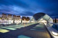 Valencia, Spain - January 20, 2023: The Hemisferic Planetarium in the City of Arts and Sciences at dusk in Valencia. Spain