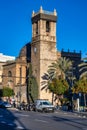 Valencia, Spain - January 20, 2023: Historic church in the port area of Valencia at sunrise, Spain