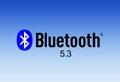 Valencia, Spain - January 10, 2021: Logo of new version 5.3 of the Bluetooth wireless communications protocol