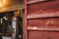 Valencia, Spain - January 2, 2019: Old Gulf gas pump as decoration element in a restaurant Royalty Free Stock Photo