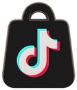 Valencia, Spain - January, 2024: TikTok Shop isolated logo icon on white background, cut out symbol front view in 3D rendering. Royalty Free Stock Photo