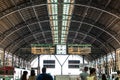 The passengers platform and display - screen time table of the Estacion del Nord, Valencia train station in Spain