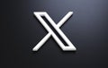 Valencia, Spain - July, 2023: X app logo on a black surface background in 3D rendering. X is the new name and logo of the social